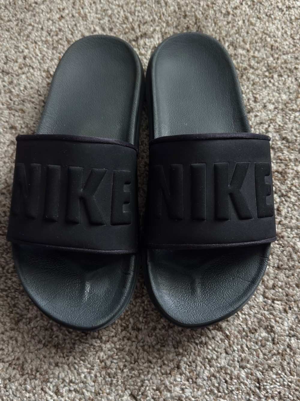 Nike Black Slip-On Slides with Embossed Logo